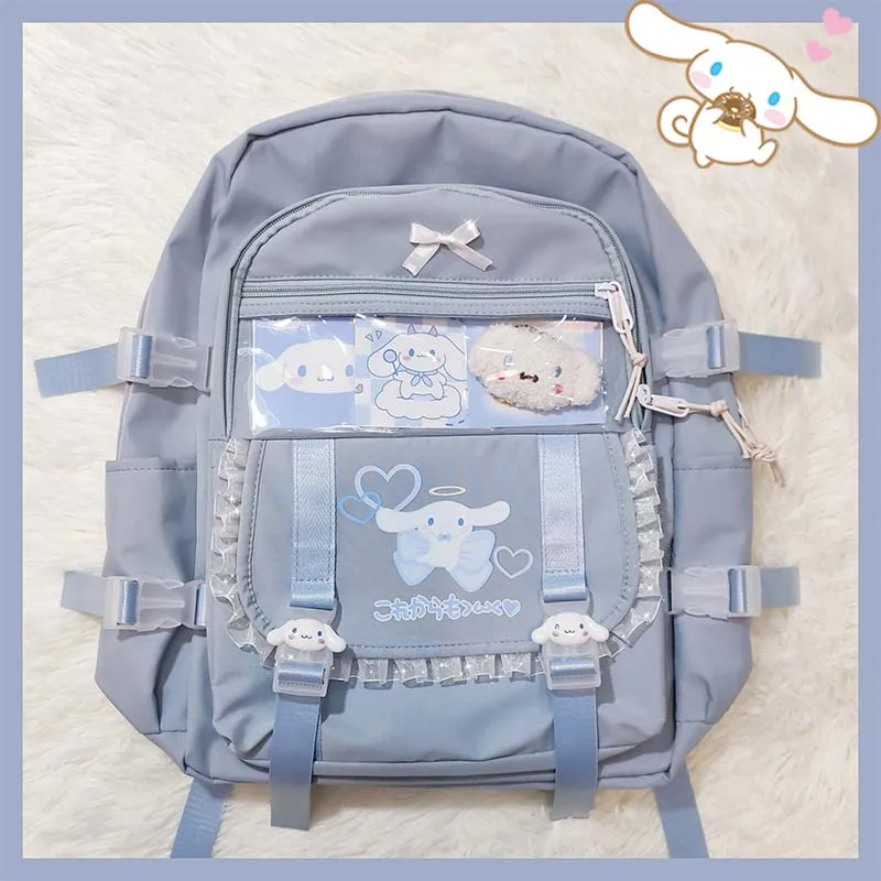 

Kawaii Sanrioes Hello Kittys Pompompurin Schoolbag Melody Kuromi Cinnamoroll Student Cartoon Large Capacity Backpack Bag Gift