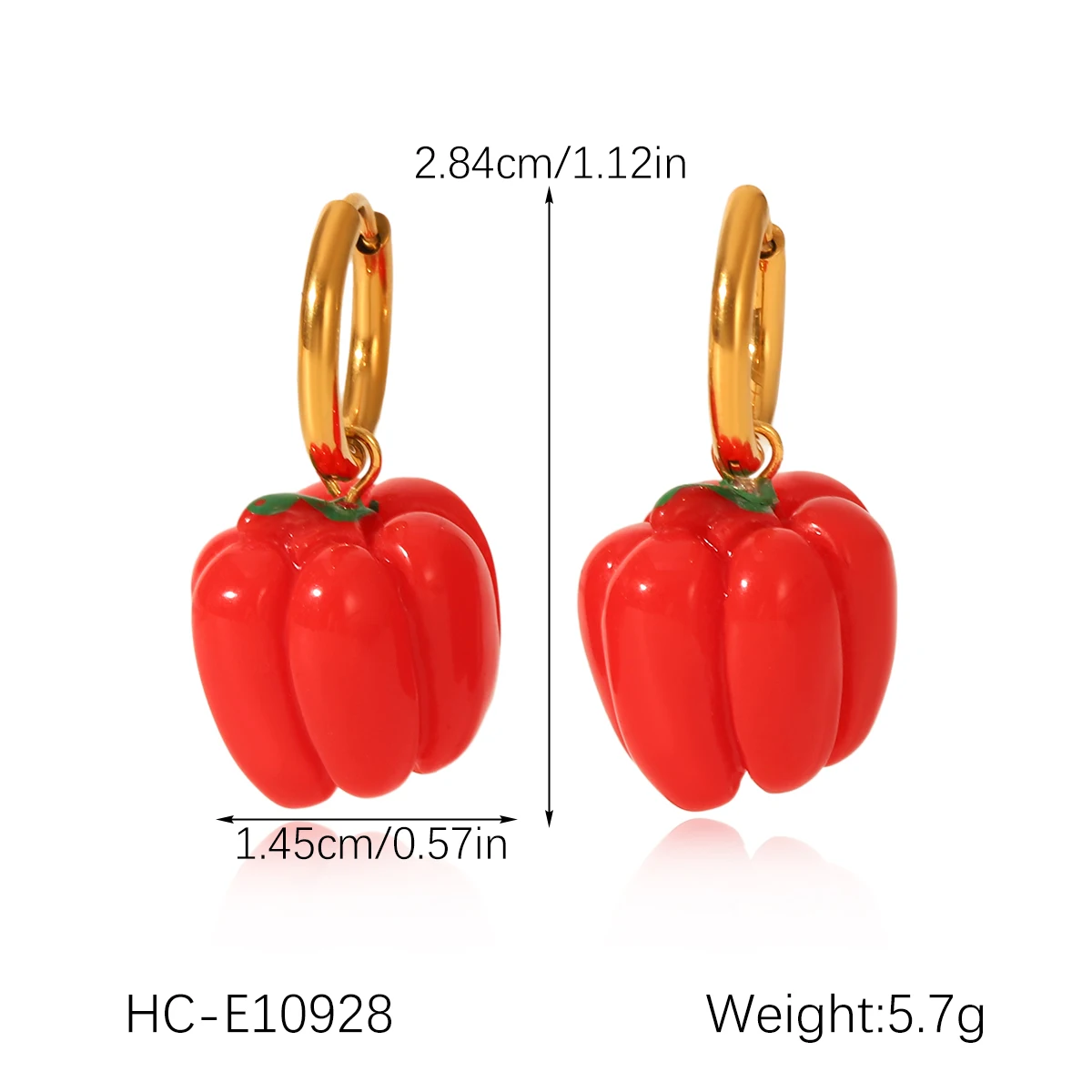 Bunte schöne Frucht Erdbeere Orange Pfeffer Ananas Ohrringe Charmante Edelstahl Damen Ohrringe Modischer Schmuck – Detail 5