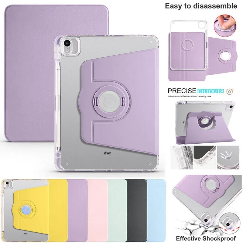 

For iPad 5/6/7/8/910th 10.9"Air4 5 Mini 6 Pro 11 M2 2022 Detachable Flip Case Rotating Stand Cover