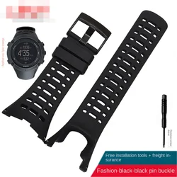 Enhanced Outdoor Sports Silicone Watch Strap - Durable Rubber Band with Screwdriver Accessories for 35mm (B black black)