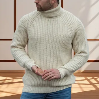 Nuovi maglioni dolcevita da uomo moda invernale per il tempo libero lavorato a maglia pullover a maniche lunghe tinta unita allentato maglieria basic popolare premium 1