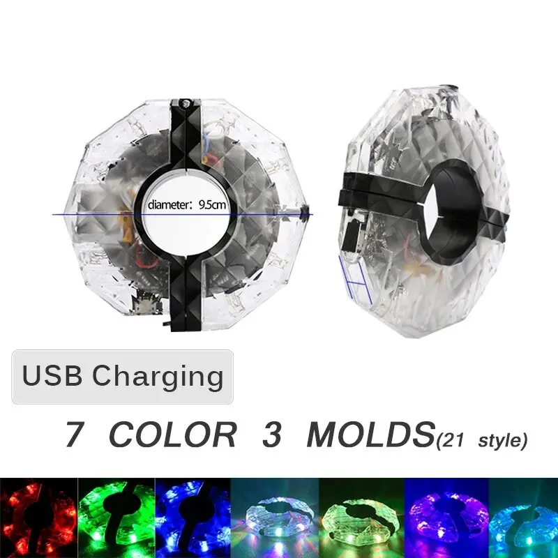 Kidoo - Luci per ruote da bicicletta, impermeabili, 14 LED (doppi lati), luce luminosa per raggi della bicicletta, per guida notturna, 30 diversi
