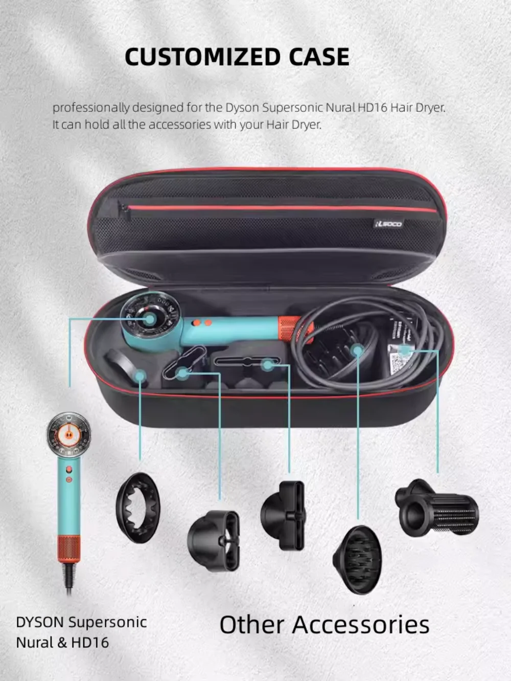 Hard Case for Dyson Supersonic Nural HD16, Portable Travel Storage