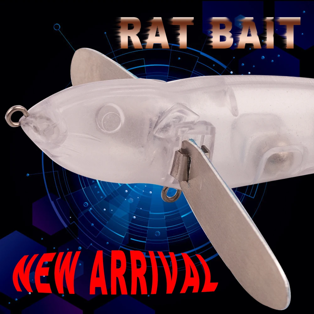 AYWFISH Topwater Blanks Unpainted Mouse Fishing Lure Body Saltwater 3.15IN  12G Artificial Fish Tackle Rat Bait For Fishing DIY