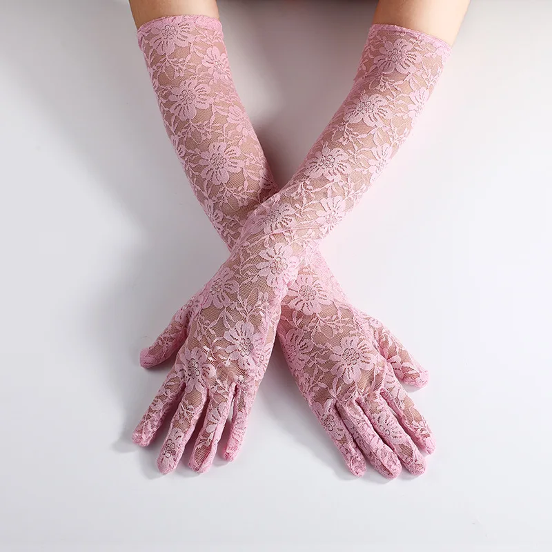 Fashion Lace women's lengthened gloves anti ultraviolet ultra long women's driving sunscreen 40cm