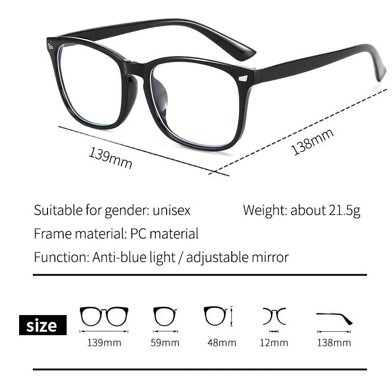 Fashion Eye Protection Glasses Frame Classic Plain Glasses Anti Blue Light Retro Mirror Without Degrees anti blue light glasses
