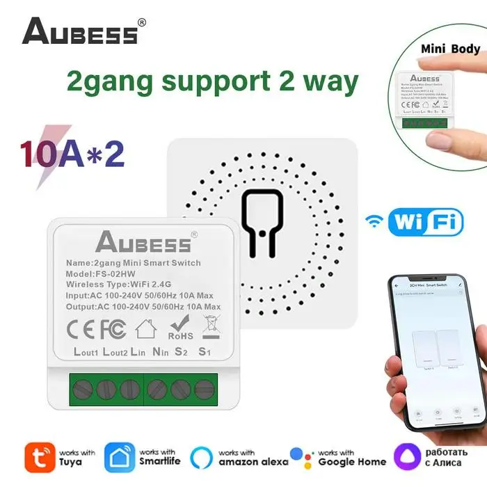 

Умный мини-выключатель AUBESS 16 А с поддержкой Wi-Fi