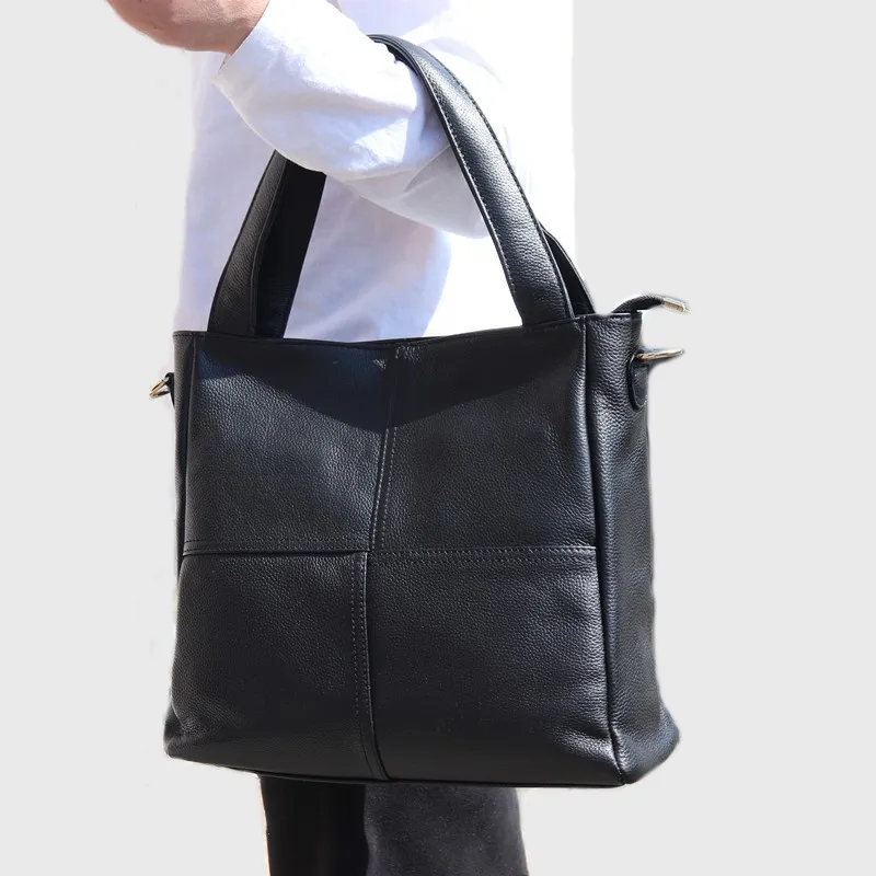 

Women Genuine Leather Handbags Casual Tote Bag Designer Ladies Shoulder Corssbody Bags Sac A Main Solid Cowhide Lady Hand Bag