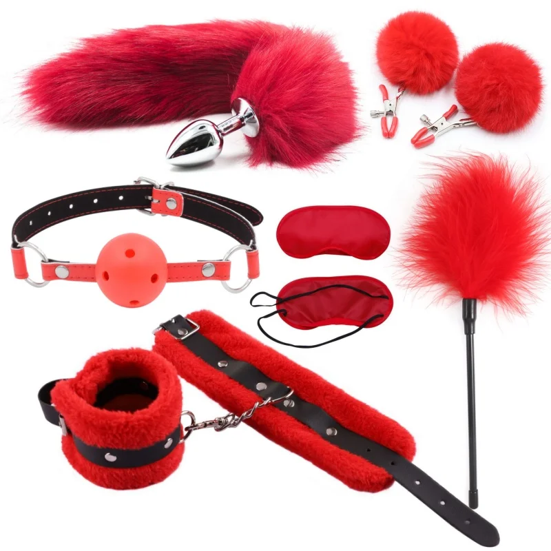 

Plush Handcuffs Anal Sex Toys Blindfold Bondage Collar Feitsh Gag Bdsm Set Slave Nipple Clamps For Women Role Play Adult Games