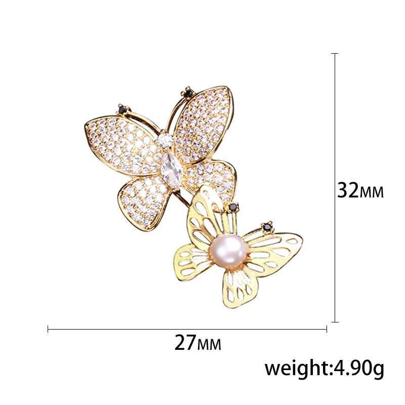 Blucome New Fashion Two Butterfly Brooch Korean Trend Copper Simple Butterfly Brooch