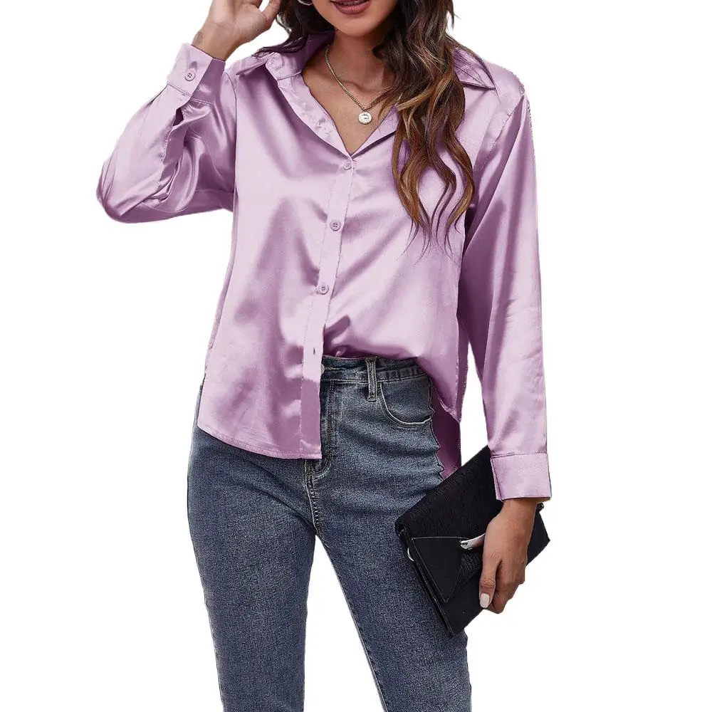 Women Satin Blouse Tops for Summer and Spring