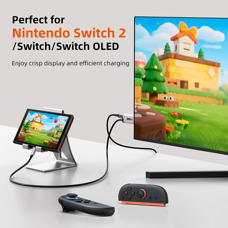 CABLETIME 4K60Hz USB C-HDMI 케이블 PD 100W 타입 C-HDMI 케이블 어댑터, 닌텐도 스위치 2 OLED, PS4/5 호환