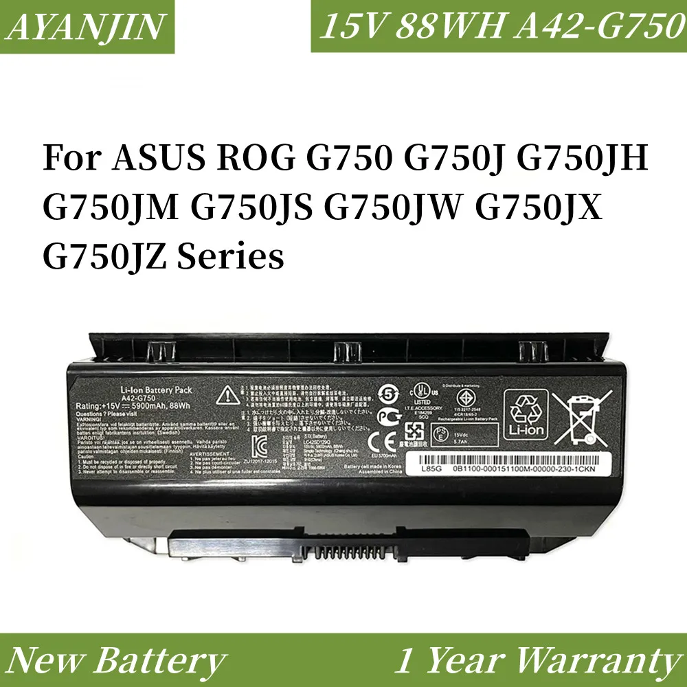 New 88wh 5900mah A42-g750 Battery For Asus Rog G750 G750j G750jh G750jm G750js G750jw G750jx G750jz Series - Laptop Batteries - AliExpress