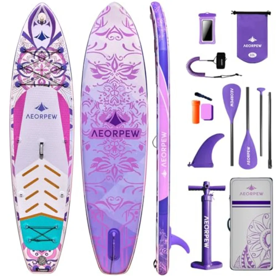 34'' Wide Inflatable Paddle Board for Women: PVC Material, Navy Blue, Ultra-Stable Lightweight with Premium Accessories Includi
