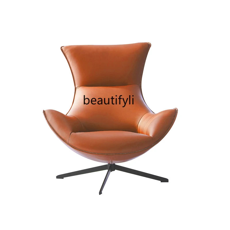 

Nordic Genuine Leather Single-Seat Sofa Chair First Layer Cowhide Lazy Rotating Leisure Chair Living Room Modern Lobster Chair