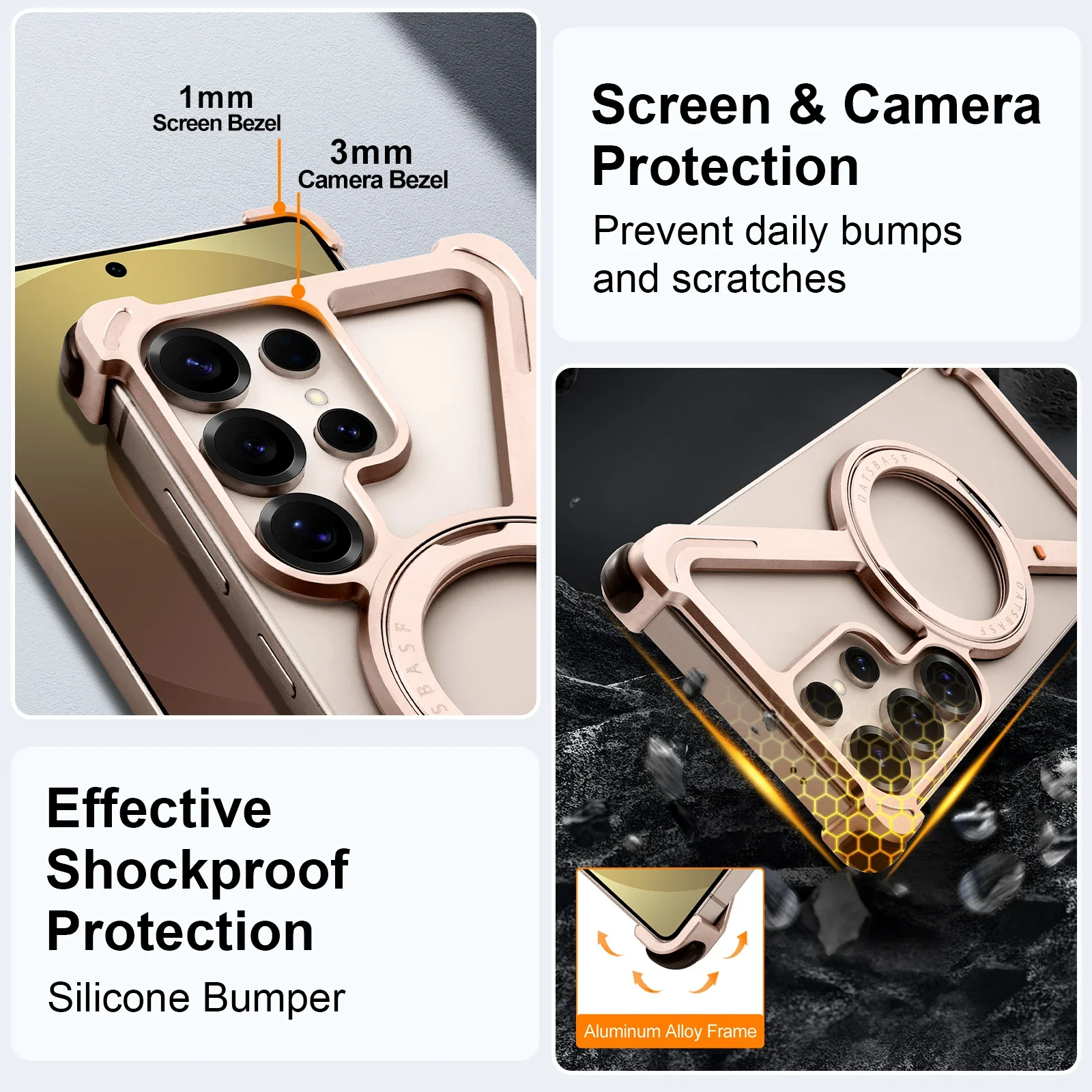 Oatsbasf Z-Shaped Magnetic Phone Case with Stand & 360° Rotate Magsafe Bumper