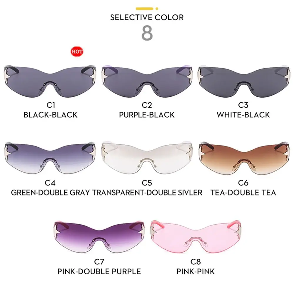 Rimless Sunglasses Oversized Trendy Y2K Wrap Around Sunglasses Punk One Piece Goggles Sports Sun Glasses Shades Driving_voghion.com