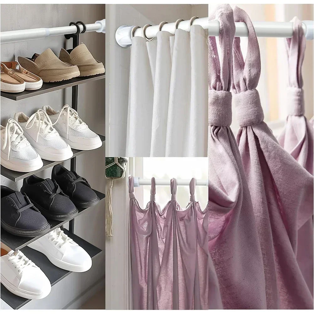 Spring Tension Curtain Rods Durable Adjustable Length Hanging Extendable Telescopic Poles for Bathroom Kitchen Cupboard No Drill curtain rods