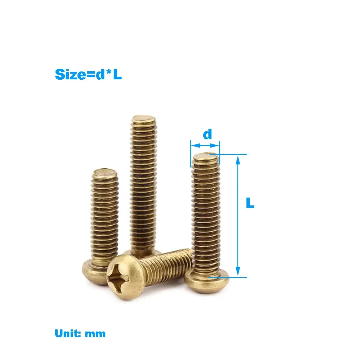 Brass Round Head Cross Screw/Pan Head Machine Bolt / All Copper Screw M2M2.5M3M4M5M6