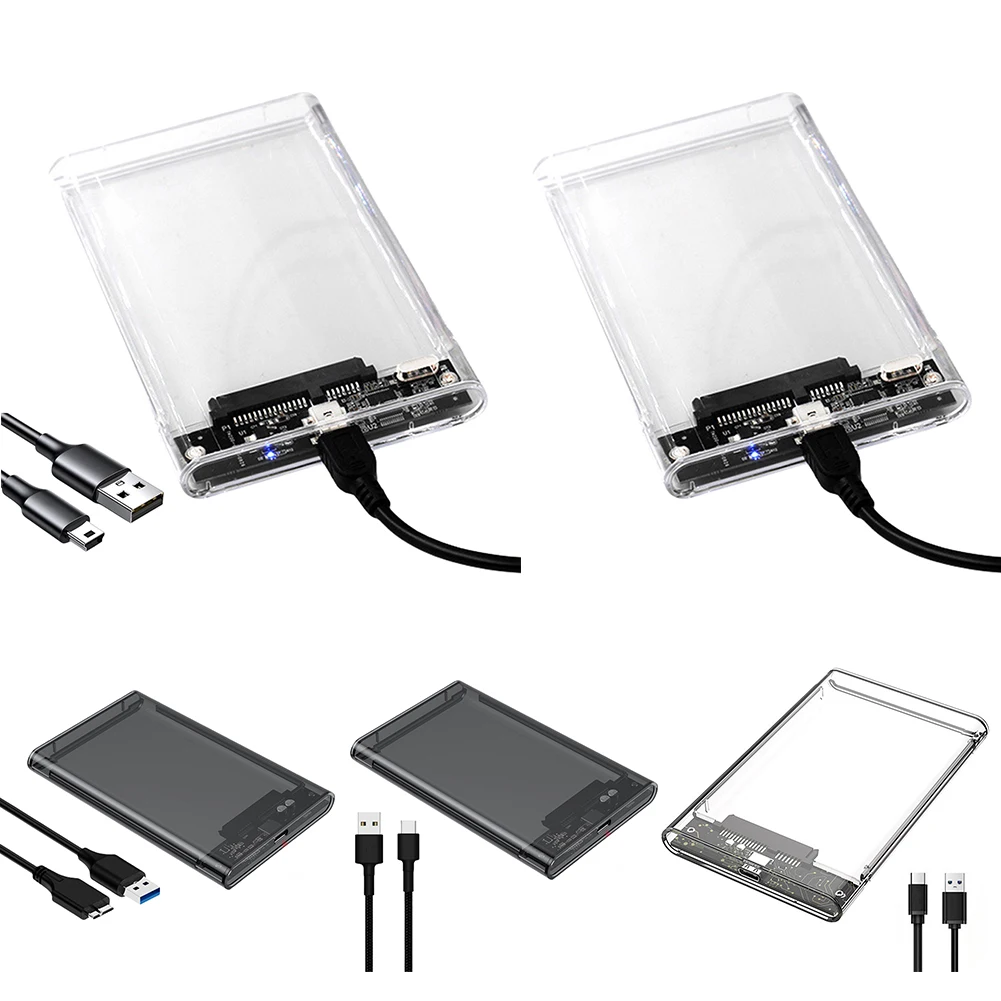 2.5 Inch HDD SSD Enclosure USB3.1 Type C USB 2.0 USB 3.0 Portable Solid State Drive Box SATA For MacBook PC For Solid State Drive External Hard Drive Enclosure