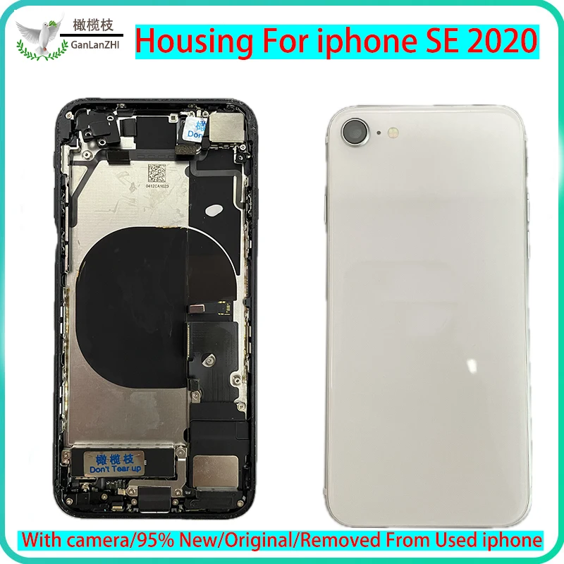 

IPhone SE 2020 Back Housing Battery Cover With/No LCD Screen Rear Camera Middle Frame Replacement Part Removed From Used Phone