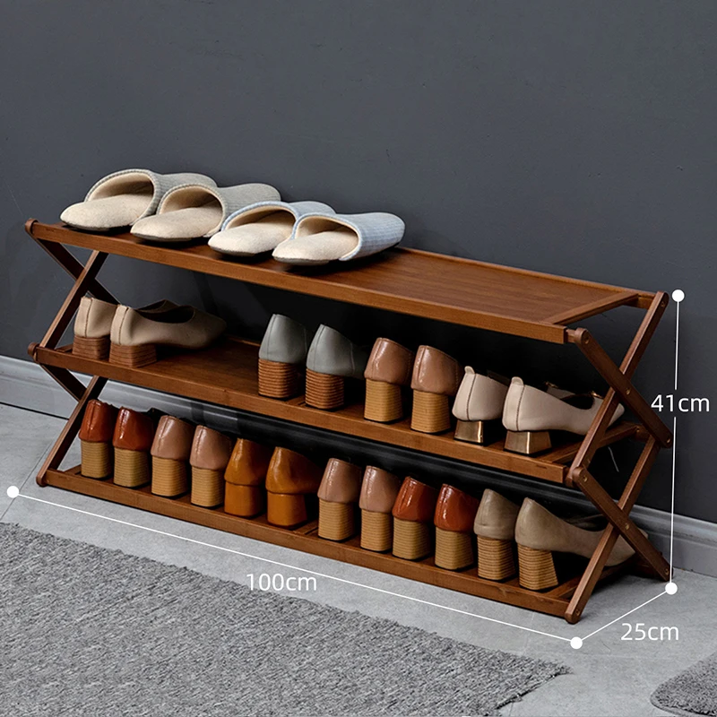 Entryway Wooden Shoe Rack Storage Organizer Foldable Space Saving