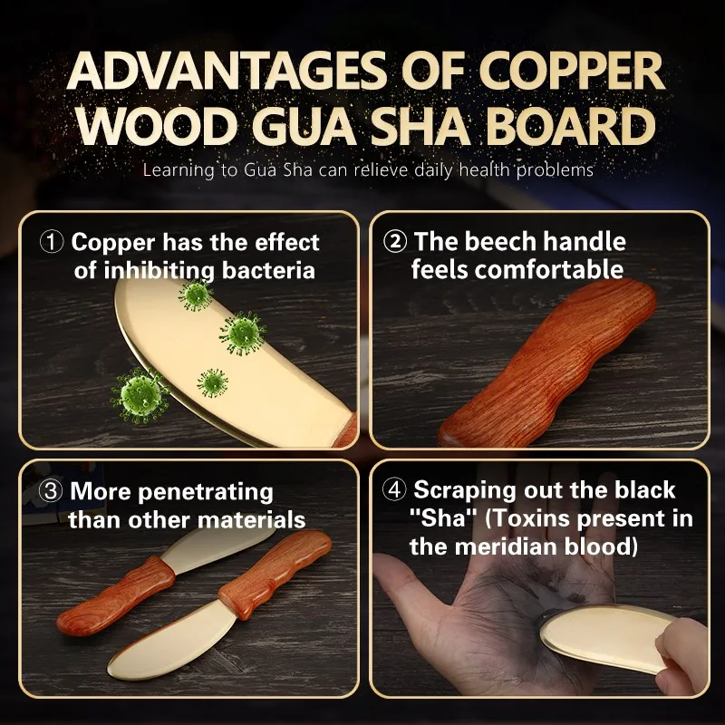 Wooden Gua Sha Tool Scraping Board Massage Tool Slimming Copper Guasha Massage Board Gua Sha Scraper Body Massage Therapy Tool