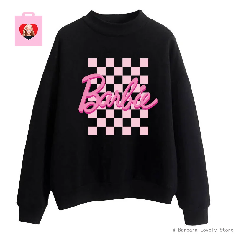 

Barbie Pink Hoodies Casual Autumn Winter Y2K Cartoon Hot Girls Sweatshirts Streetwear Comfortable Pullover Women Clothing Gift