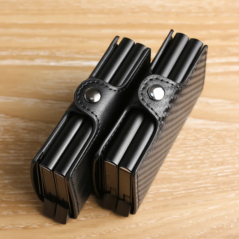 Portefeuille Homme Fibre De Carbone - Mécanisme Pop-up Pour 8-12 Cartes - Protection RFID - Avec Compartiment Billets Et Monnaie
