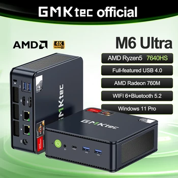 GMKtec M6 Ultra Nucbox Mini PC AMD R5 7640HS 6-core 12-thread DDR5 4800Mhz Pcie 3.0 SSD WIFI 6 BT5.2 Win11 Pro Desktop Gaming PC 1