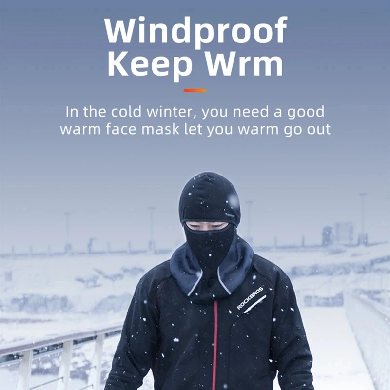 ROCKBROS Cycling Mask Winter Fleece Thermal Keep Warm Windproof Cycling Face Mask Balaclava Ski Fishing Skiing Hat Headwear