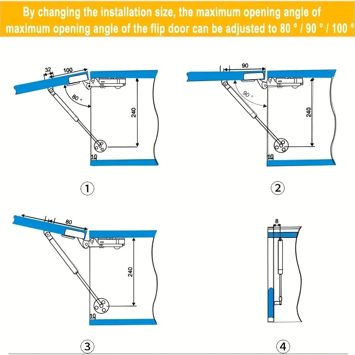 Cabinet Hinge Cabinet Hinge 100N Furniture Pneumatic Support Rod Up-Flip Door Hydraulic Rod Air Pressure Telescopic Buffer Air Support