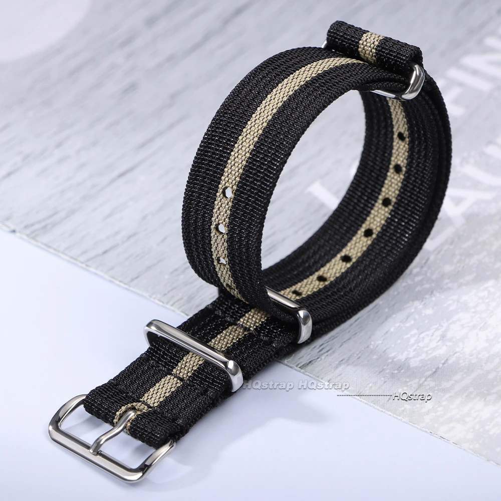 Rugged Ribbed Nylon Watch Strap for Military-Style Timepieces