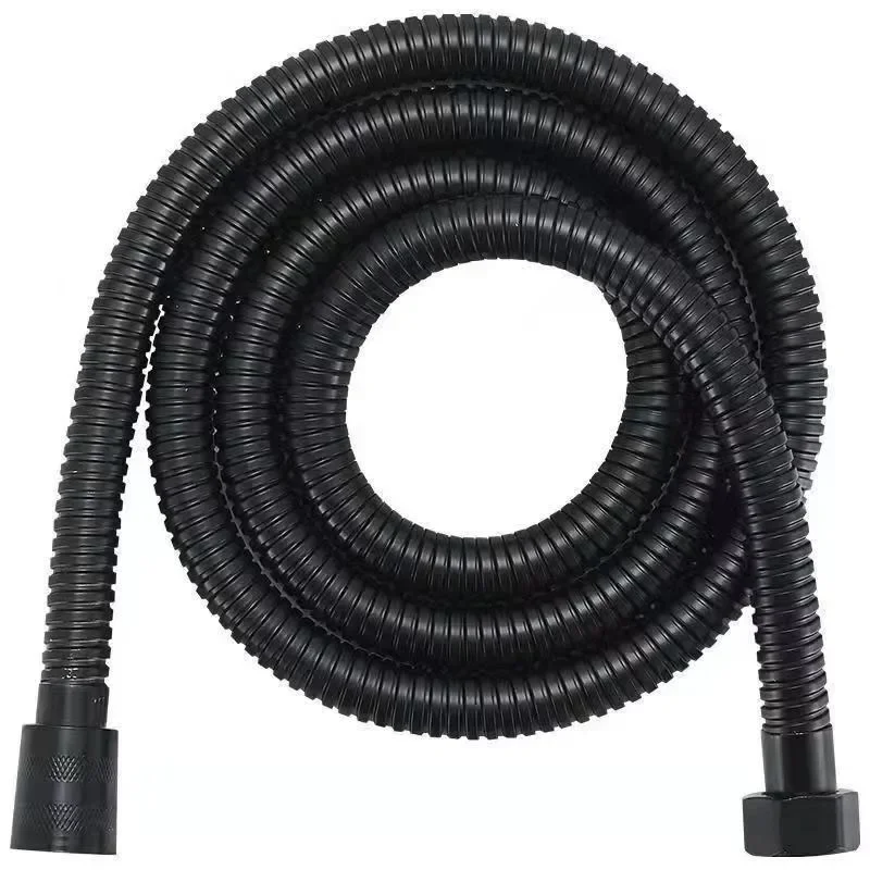 Shower Hose 1.5/2M Black/Silver Flexible Shower Hose Stainless Steel Long Bathroom Pipe Extension Bathroom Accessories