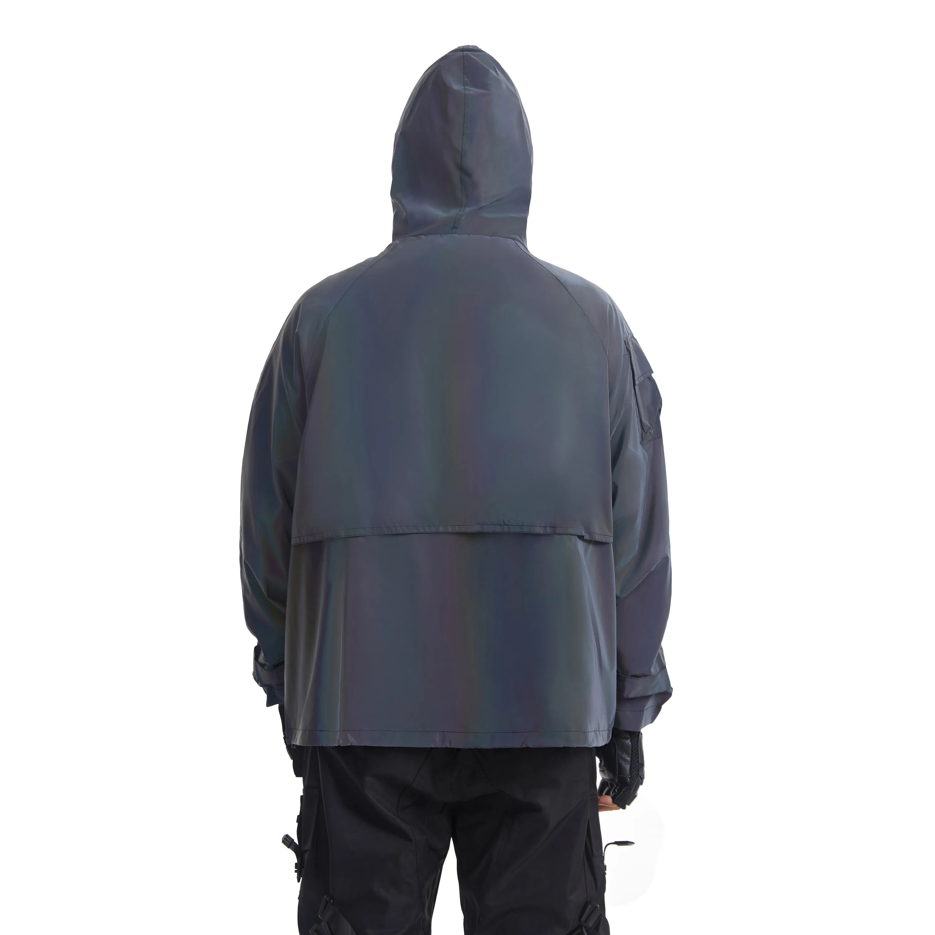 Multi-pockets Tactical Techwear Colorful Reflective Jacket Men Outdoor Casual Hip Hop Punk Functional Reflective Windbreaker