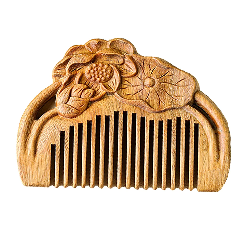 

Comb For Scalp Scalp Scalp Wooden Hair Brush Carved Sandal Carved Lotus Hair Comb