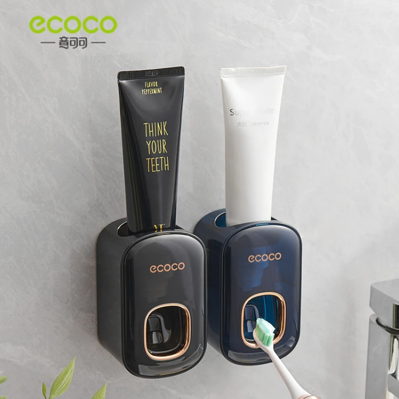 

ECOCO New Automatic Toothpaste Dispenser Device Dust Proof Toothbrush Storage Rack Wall Mounted Bathroom Accessories Organizer