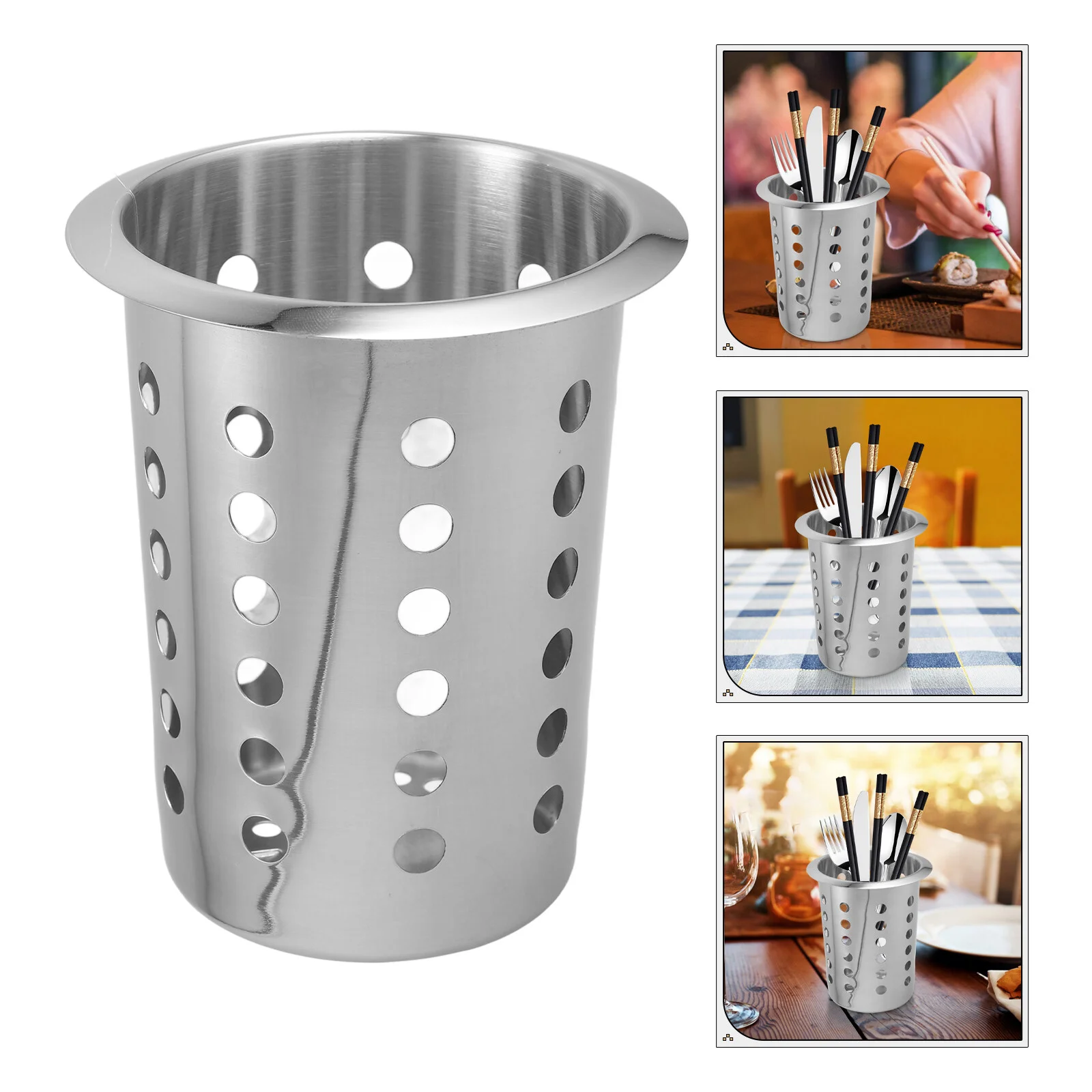 

An Fittings Chopstick Holder Utensil Organizer Basket Kitchen Accessory Stainless Steel Fork Spoon Convenient