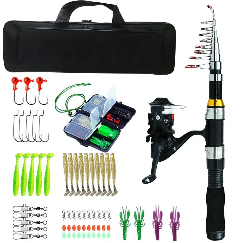 

Fishing Rod And Reel Combo Set Telescopic Carbon Fiber Rod For Youth Adults Beginner Saltwater Freshwater