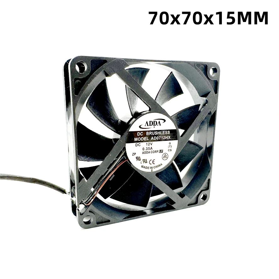 Ventilador de Refrigeração do Rolamento Hidráulico Adda Ad0712hx 12v 0.35a com Fios 7015 70x70x15 mm Novo