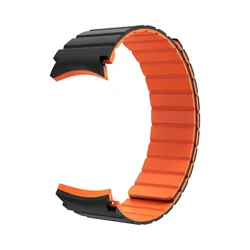 Magnetic Silicone Watch Strap with Seamless Fit for Watch 6 5 4 44mm (Black orange)