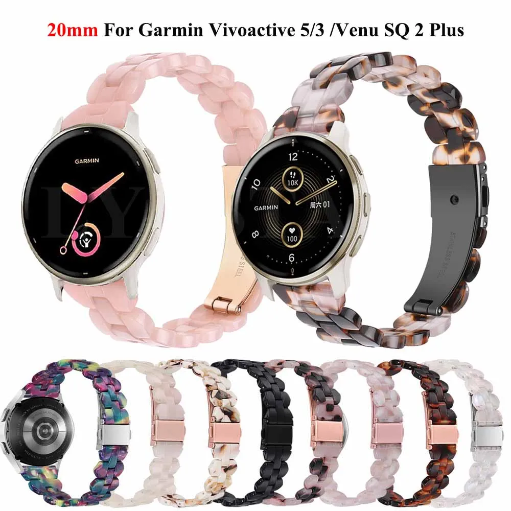 

Replacement 20mm Smart Watch Strap For Garmin Vivoactive 5/3 Wristband Venu sq2 Plus/Forerunner 245 645 Resin Watchband Bracelet