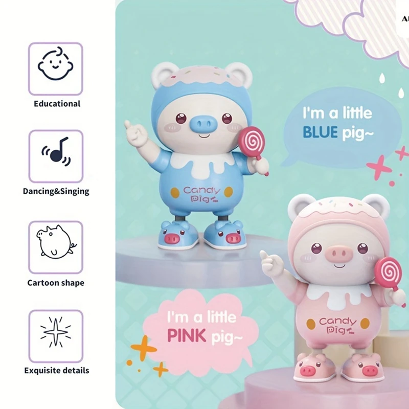 WOWFU-Upgraded Electronic Pets Pig Dancing Toy Doll, Electric Lighting Music Twisting Swing Left And Right Walking