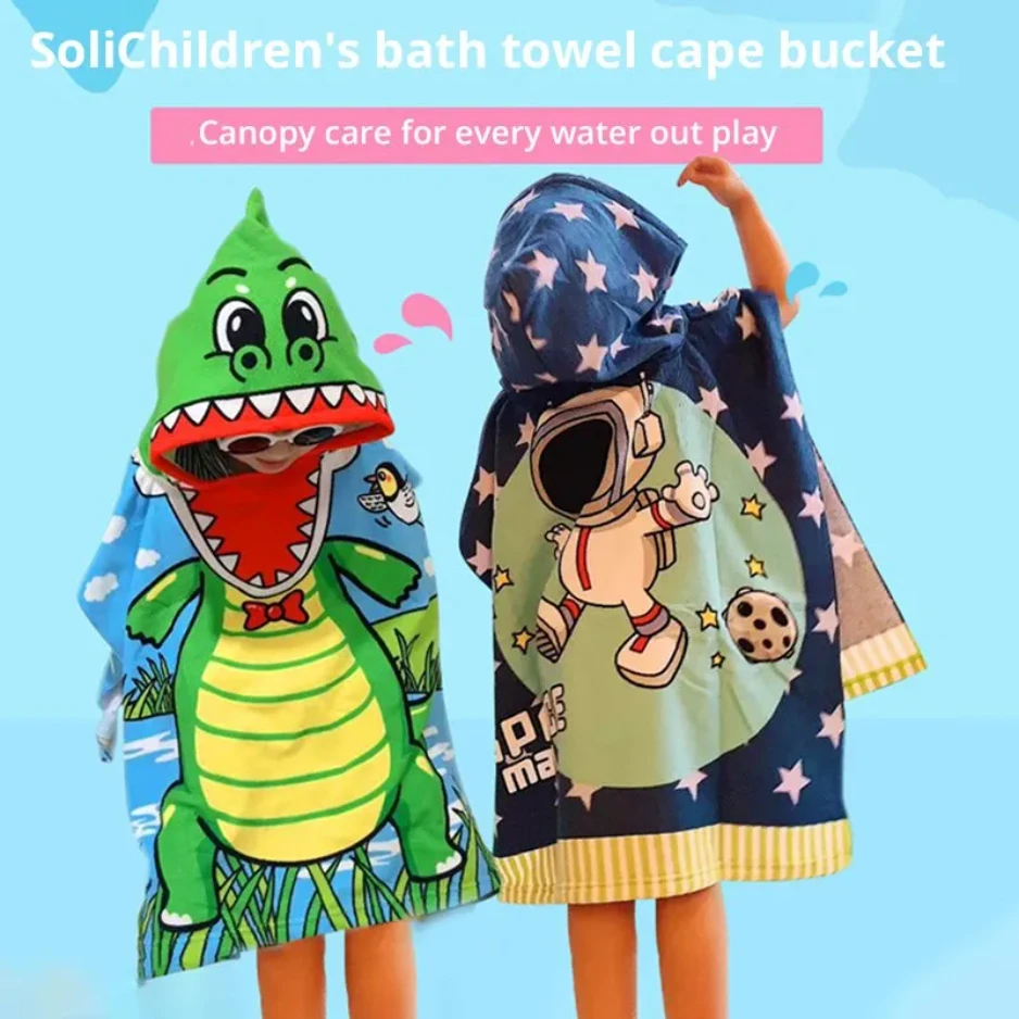 

Newborn Wrap Blanket Cartoon Child Kid Hooded Cloak Infant Bathrob Baby Bath Towel Robe Cotton Boy Girl Beach Robe Astronaut Cap