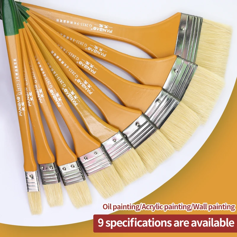 

FANBAO Pig bristle Long Handle Brush 9 Specifications Are Available Professional Art Brushes Painting Set Drawing Art Supplies