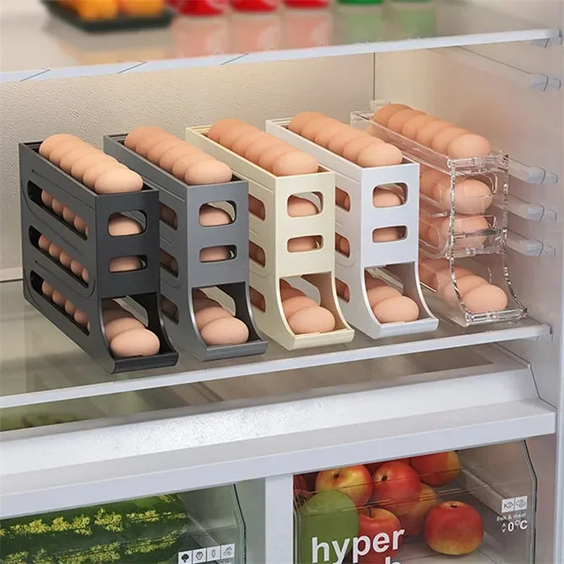 Refrigerator Egg Storage Box Automatic Scrolling Egg Holder Kitchen Large Capacity Dedicated Rolling Storage Box for Kitchen