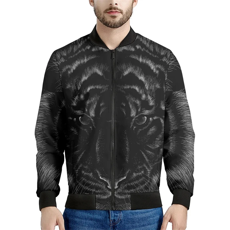 thumbnail image 1 of Chaqueta de vuelo para hombre y mujer, novedad de 2024, con estampado 3D de tigre de Harajuku, estilo hip hop callejero, chaquetas de bombardero con cuello alto, camisetas de manga larga, 1 of 5