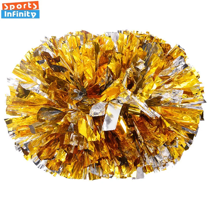 Colorful Handle Cheerleader Pom Poms Big Cheer Balls Silver Gold Hand Dance Pom Cheerleading Accessories for Women Girl Kids