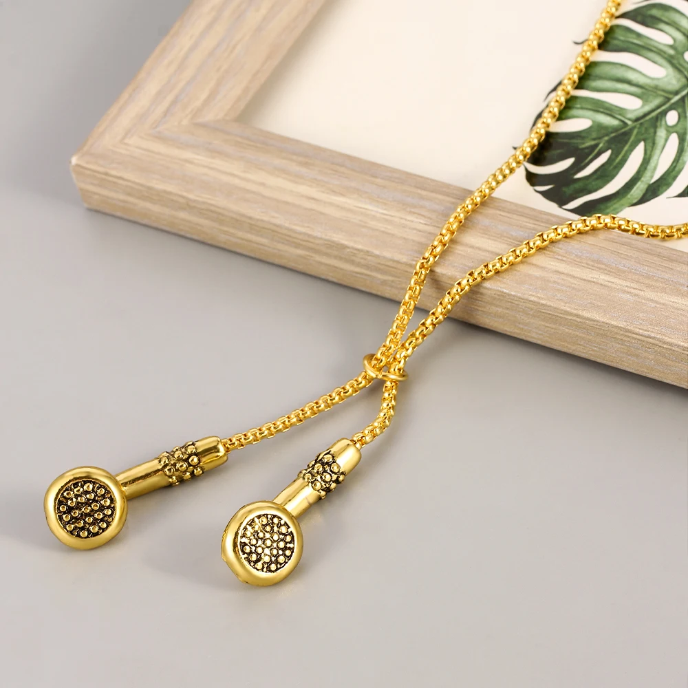 Hip-Hop Music Headphones Pendant Necklace for Men