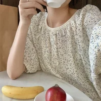 Summer Floral Print round Ne Spwear Women's Lightweight ort Sve Midi Length Home Clothes Can Be Worn outside